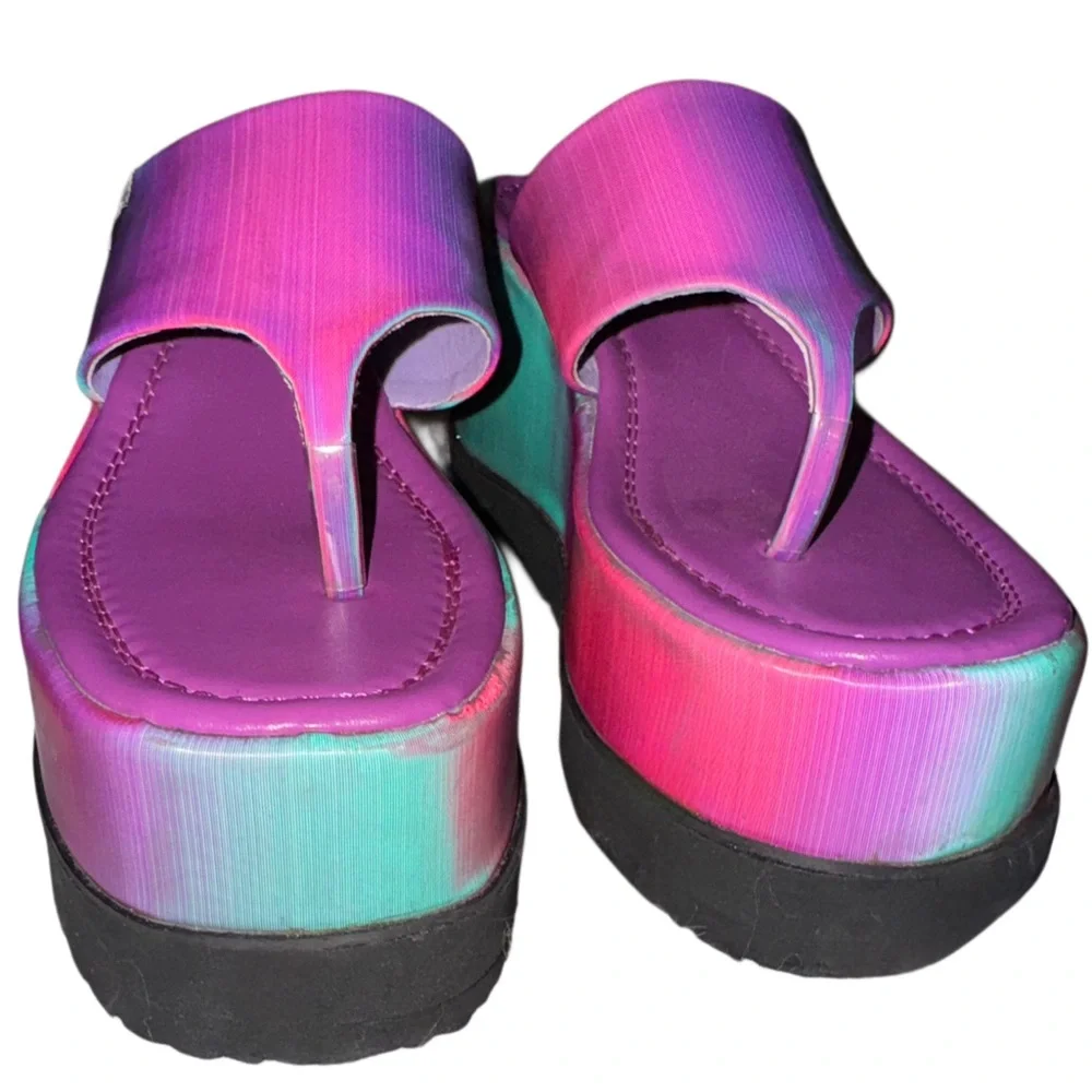 🔥HP🔥Shellys London for Dolls Kill Purple Ombre Klub Platform Wedges - Picture 7 of 13